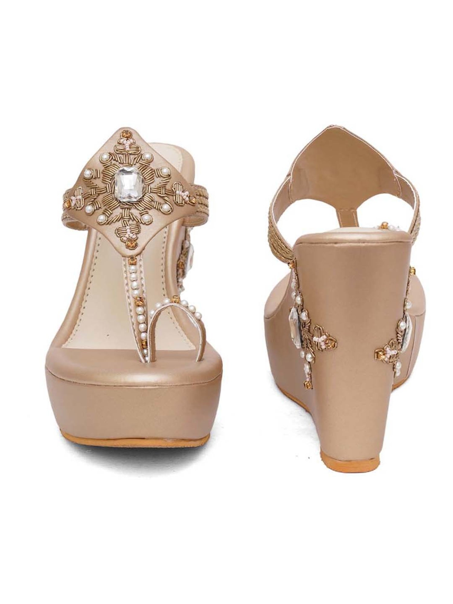 Sole House Women's Gold Toe Ring Wedges