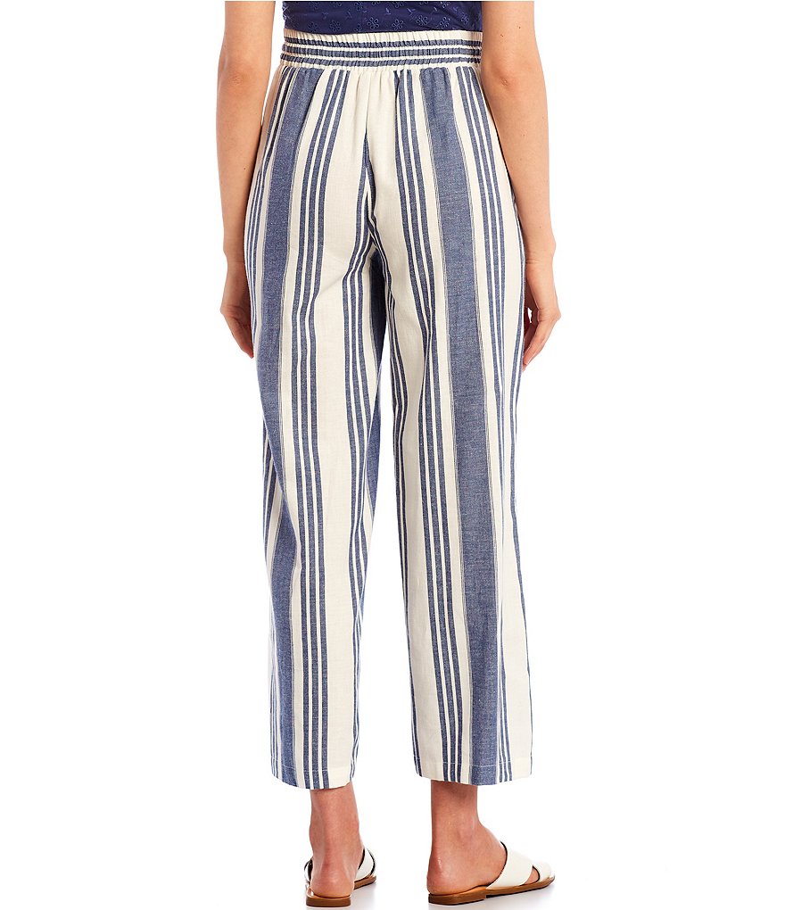 Coco + Jaimeson Tie-Front Pocket Stripe Printed Crop Pants