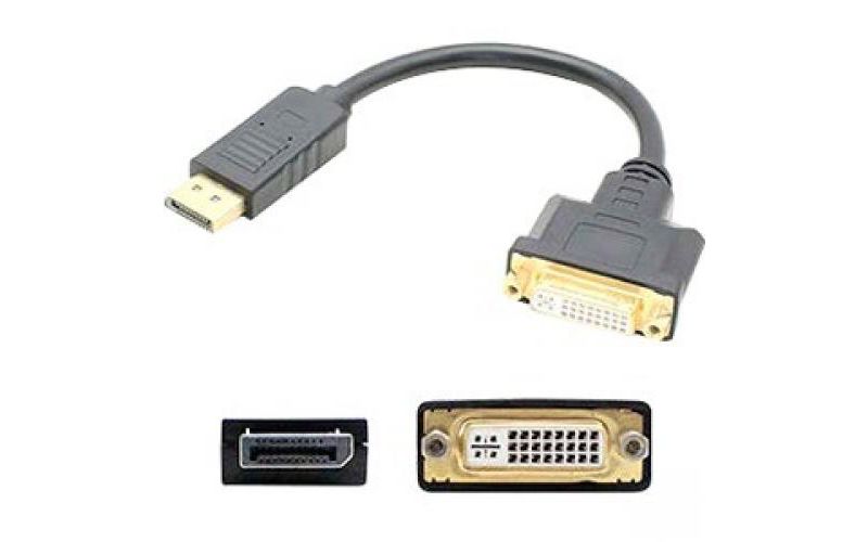 AddOn 8in Lenovo 45J7915 Compatible DisplayPort Male to DVI-I Female Black Adapter Cable (Requires DP++) - 100% compatible and guaranteed to work