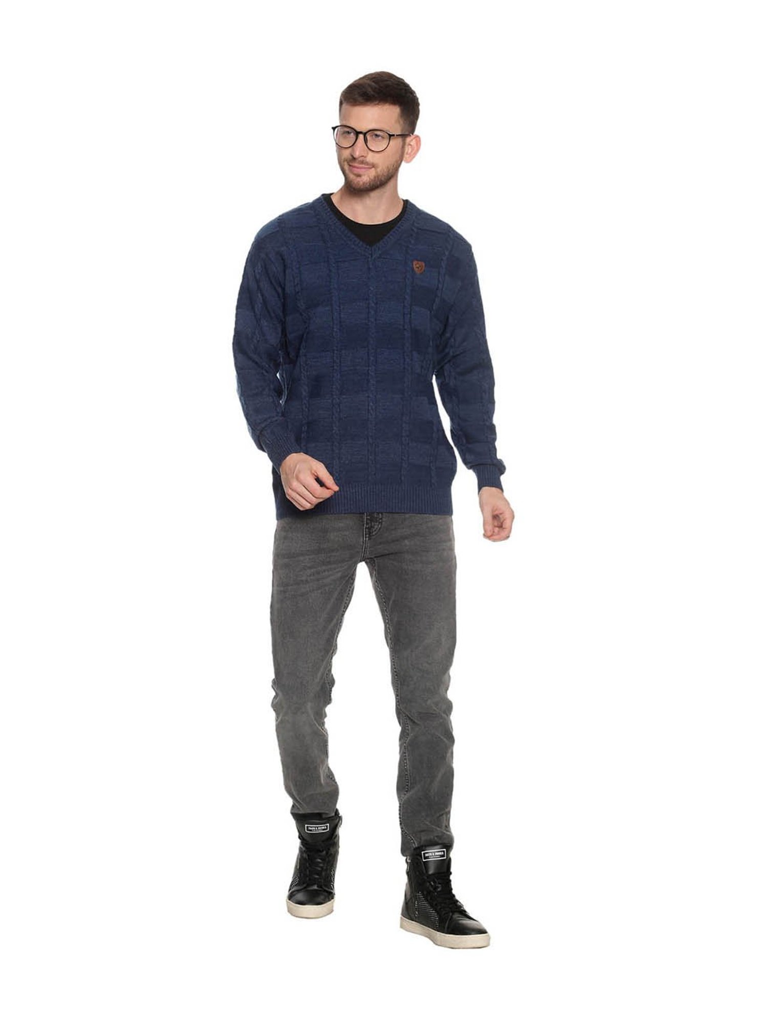 Venitian- Forbidden Clothing Indigo Self Design Sweater