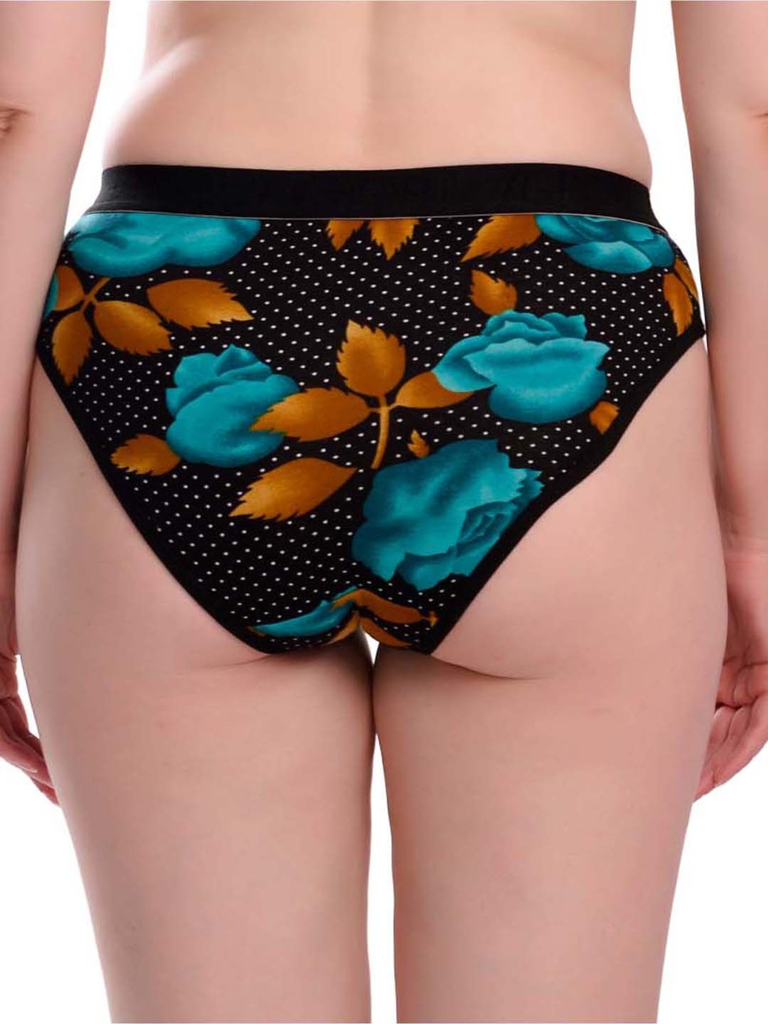 AROUSY Black Cotton Printed Hipster Panty