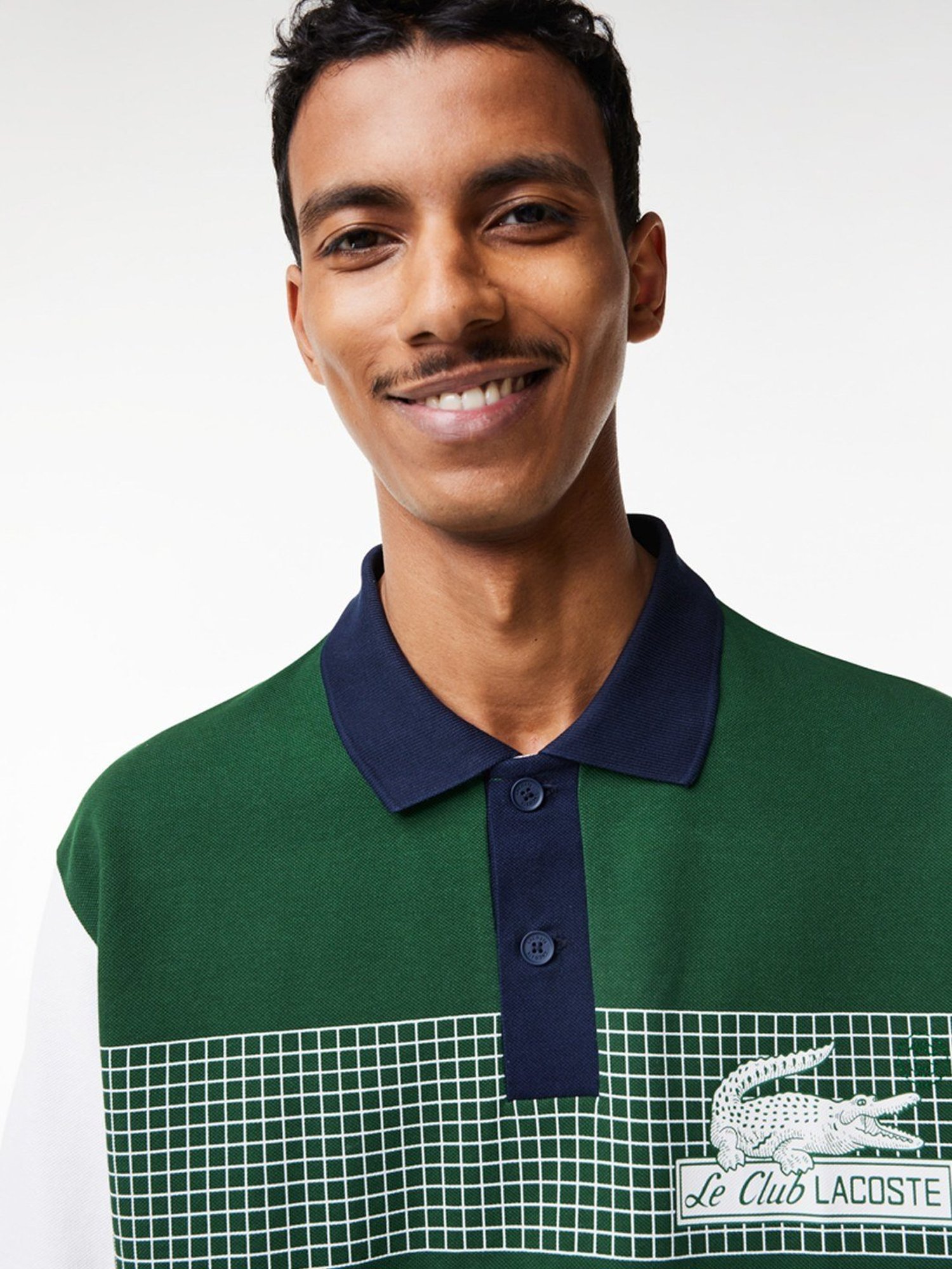 Lacoste Green Cotton Loose Fit Printed Polo T-Shirt