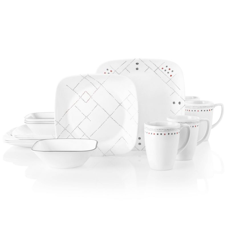 Corelle Studio 16pc Glass Square Raya Dinnerware Set