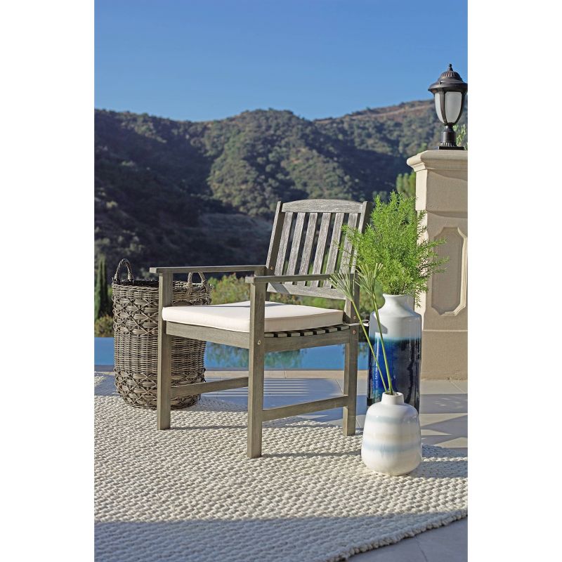 Zen4pc Outdoor Wood Chat Set with Cushions - Dark Gray - Coaster