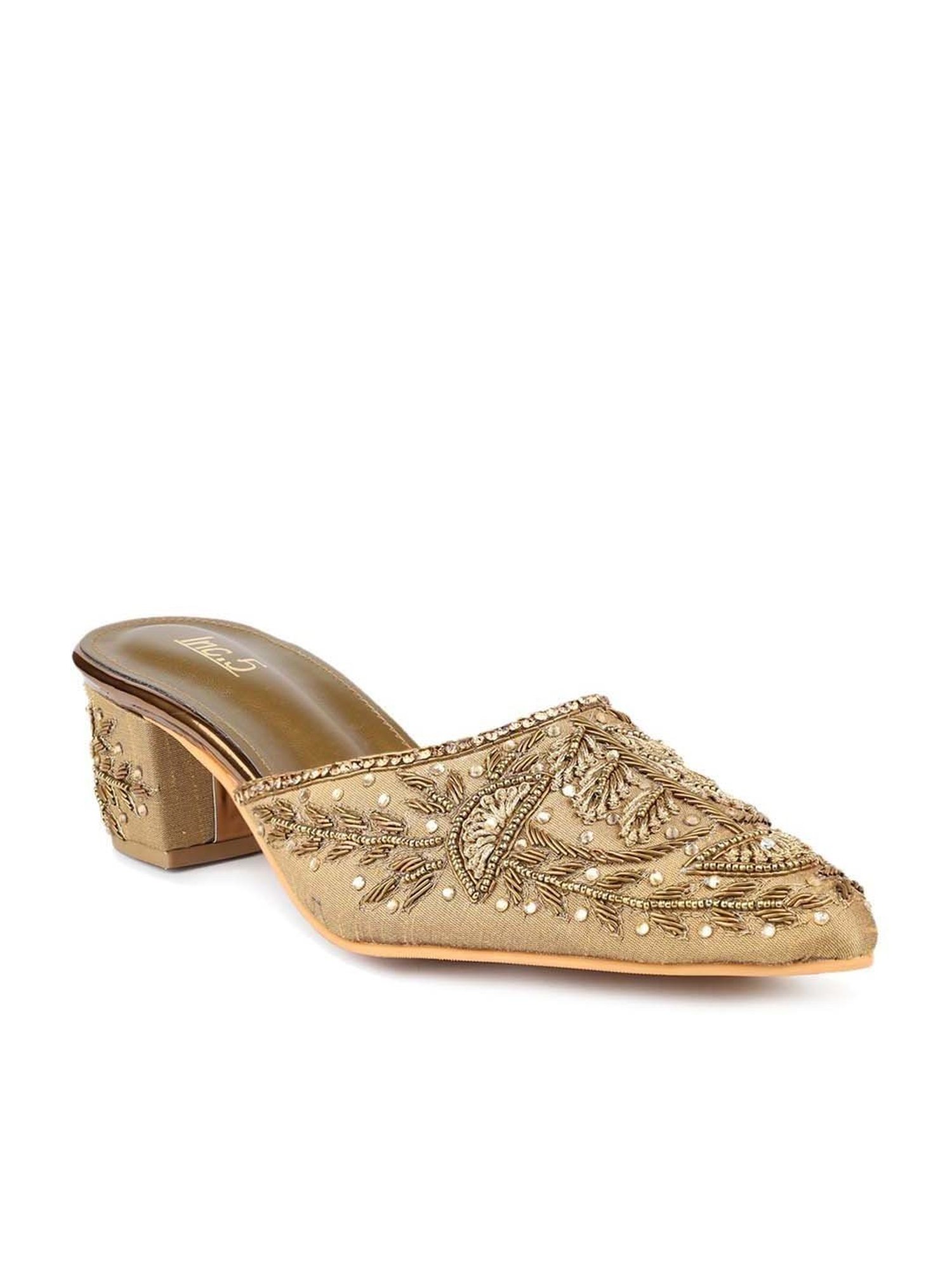 Inc 5 Women's Antique Gold Mule Shoes