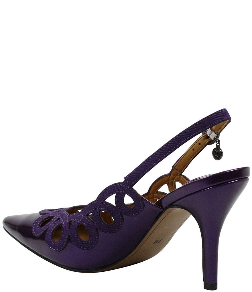 J. Renee Reghina Patent Cut-Out Detail Slingback Pumps