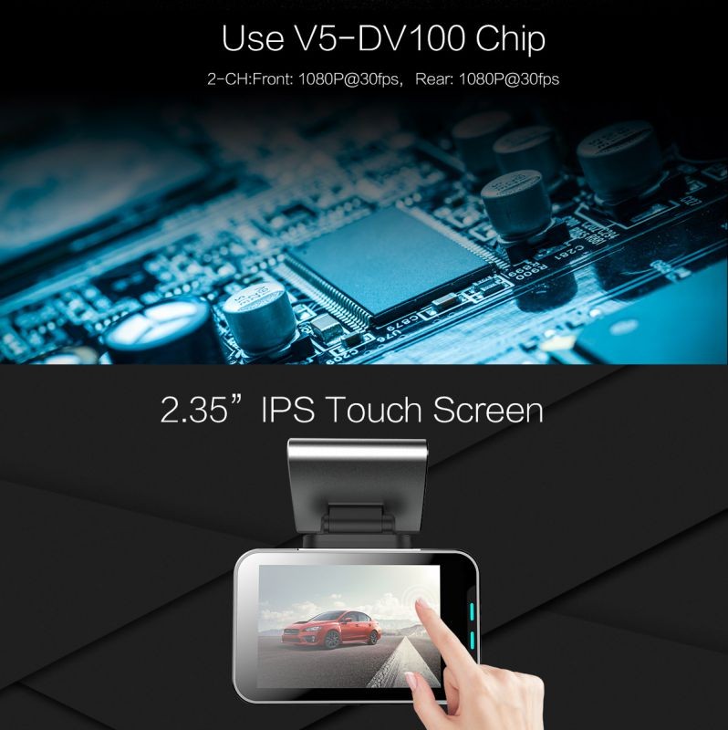 Z1 1080p HD Car DVR Camera 2.35 inch Touch Screen Dual Lens Dash Cam