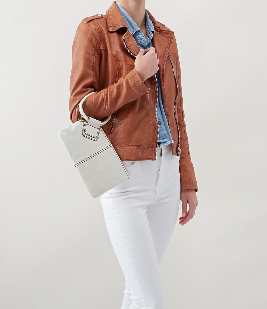 HOBO Sable Top Grain Leather Tassel Ring-Handle Top Zip Wristlet