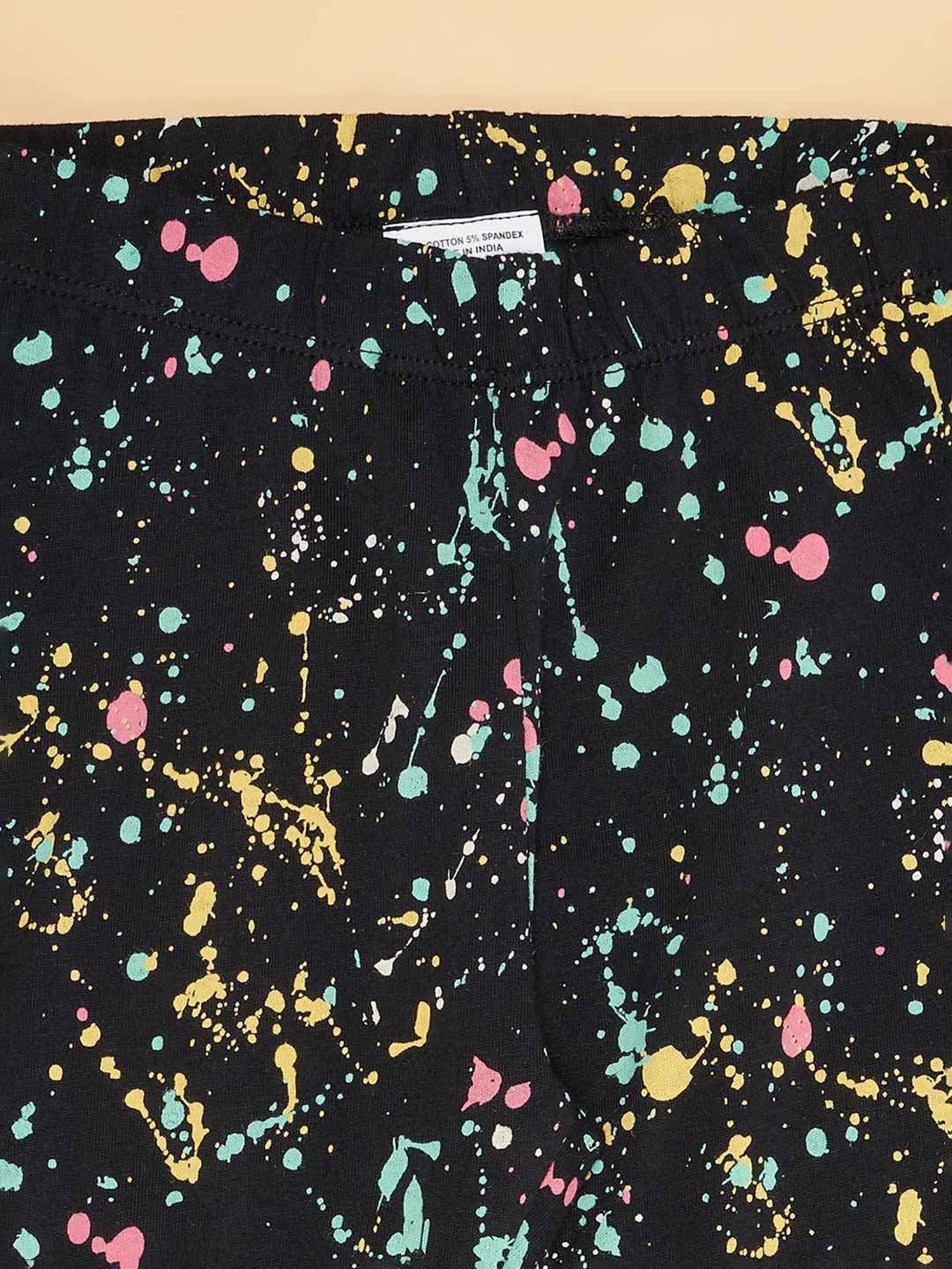 Pantaloons Junior Girls Forest Black Cotton Printed Leggings