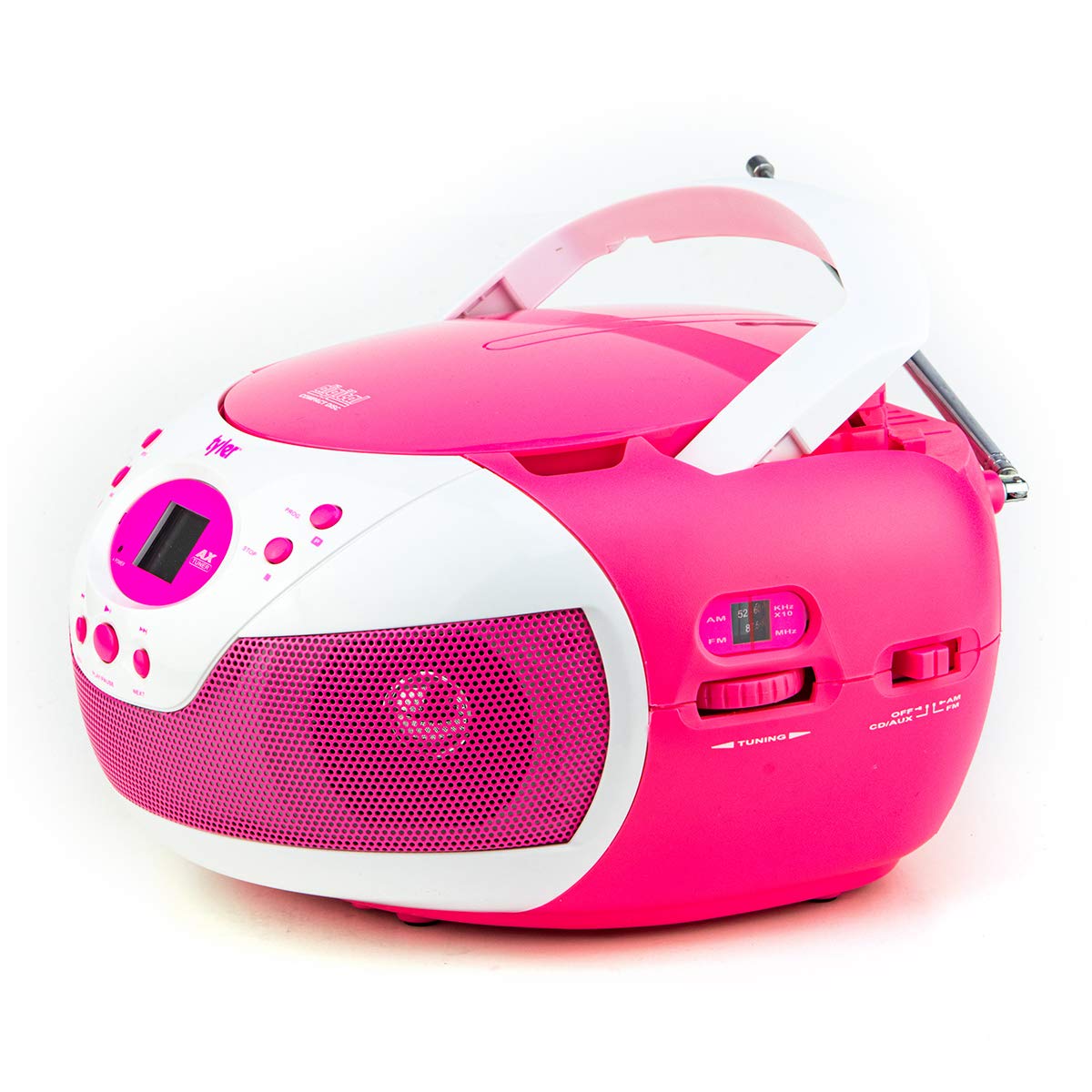 Tyler Portable Neon Blue Stereo CD Player with AM/FM Radio and Aux & Headphone Jack Line-In (TAU105-NBL)