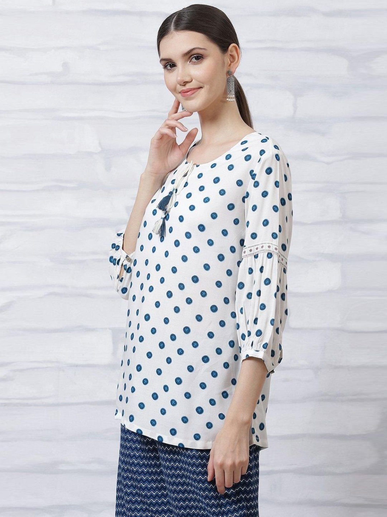 Rangriti White Printed Tunic