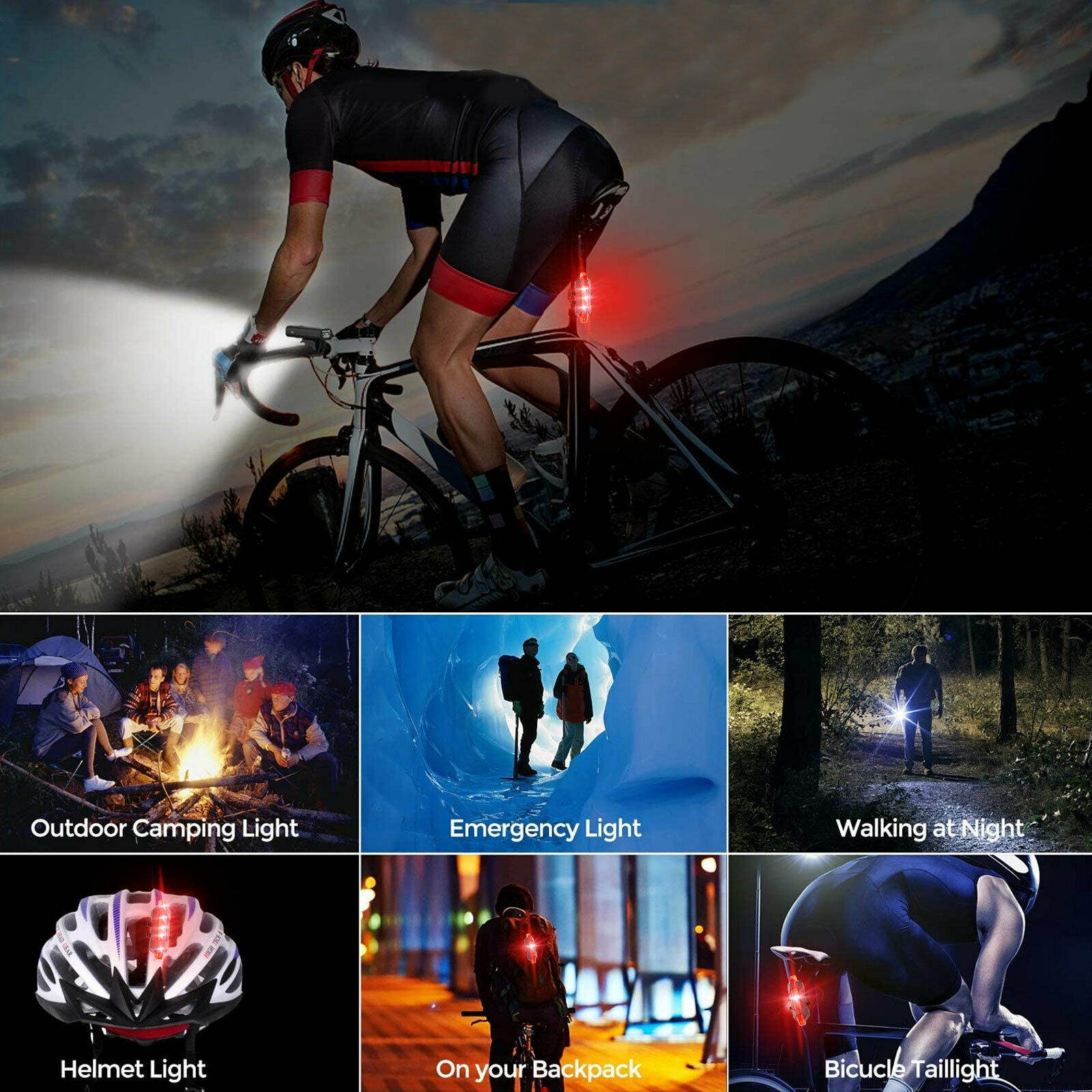 USB Rechargeable LED Bicycle Headlight Bike Head Light Front Rear Lamp Cycling