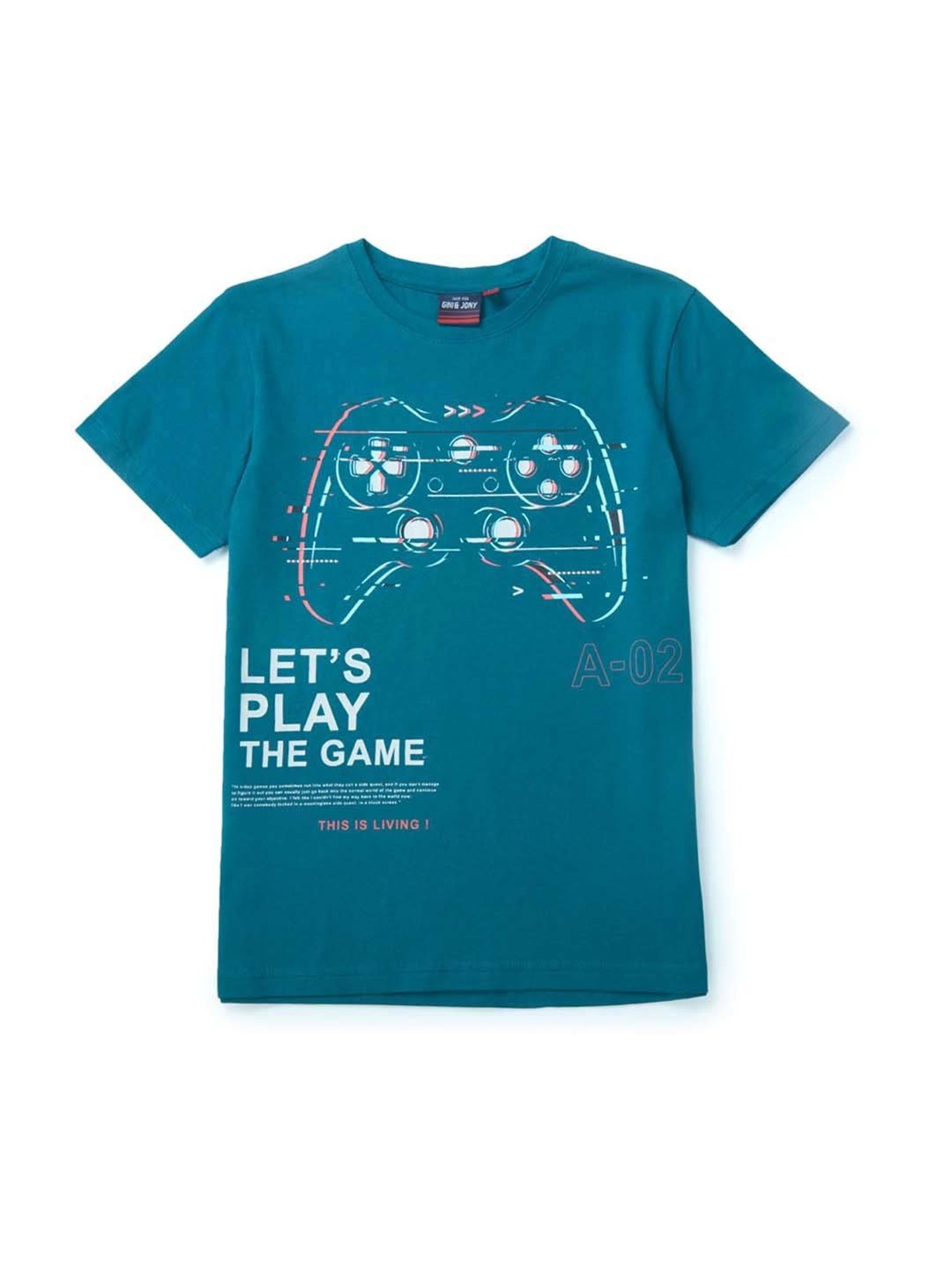 Gini & Jony Kids Teal Blue Printed T-Shirt