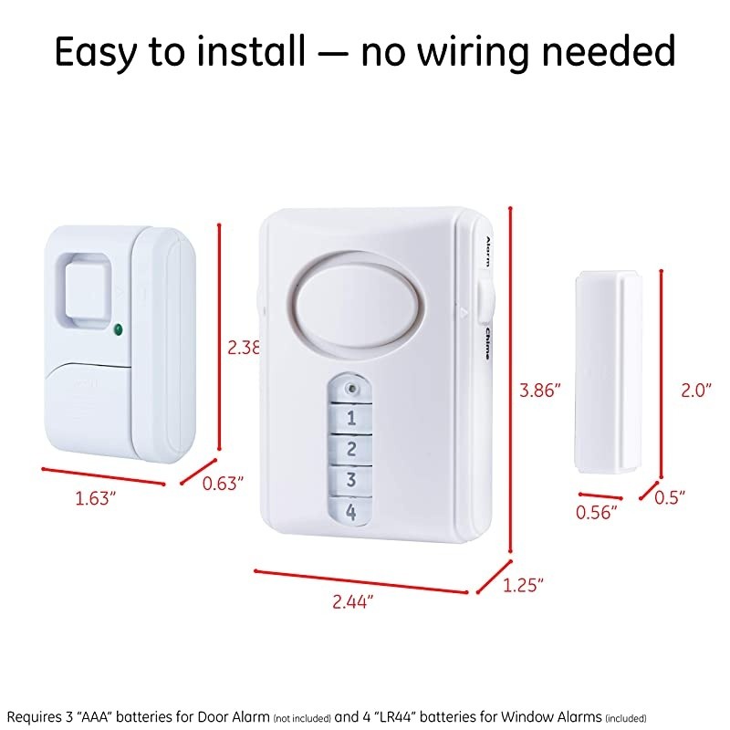 Personal Security Alarm Kit Includes Deluxe Door Alarm with Keypad Activation and WindowDoor Alarms Easy Installation DIY Home Protection Burglar Alert Magnetic Sensor OffChimeAlarm 51107 White