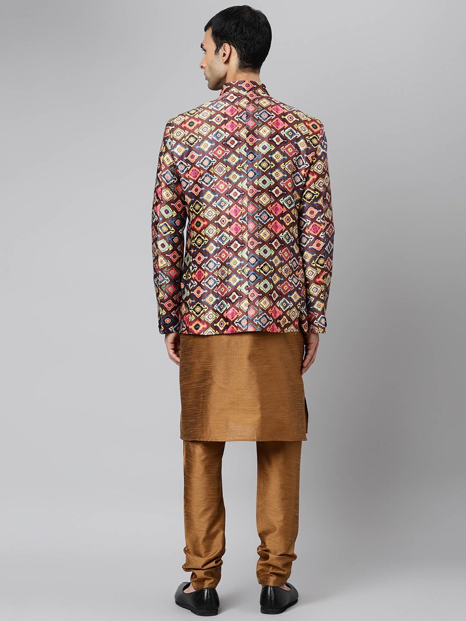 Hangup Brown Printed Full Sleeves Kurta Set