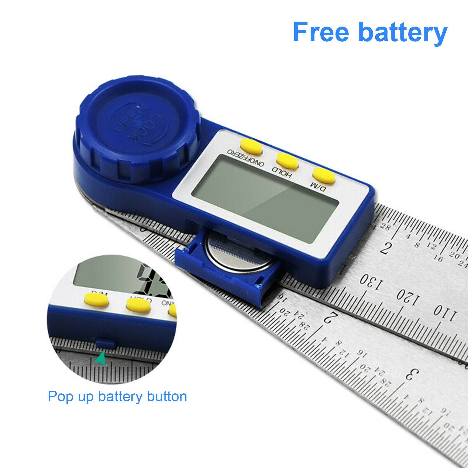 360&deg; Portable Digital Protractor Angle Finder 0-200mm/8" Stainless Steel Ruler