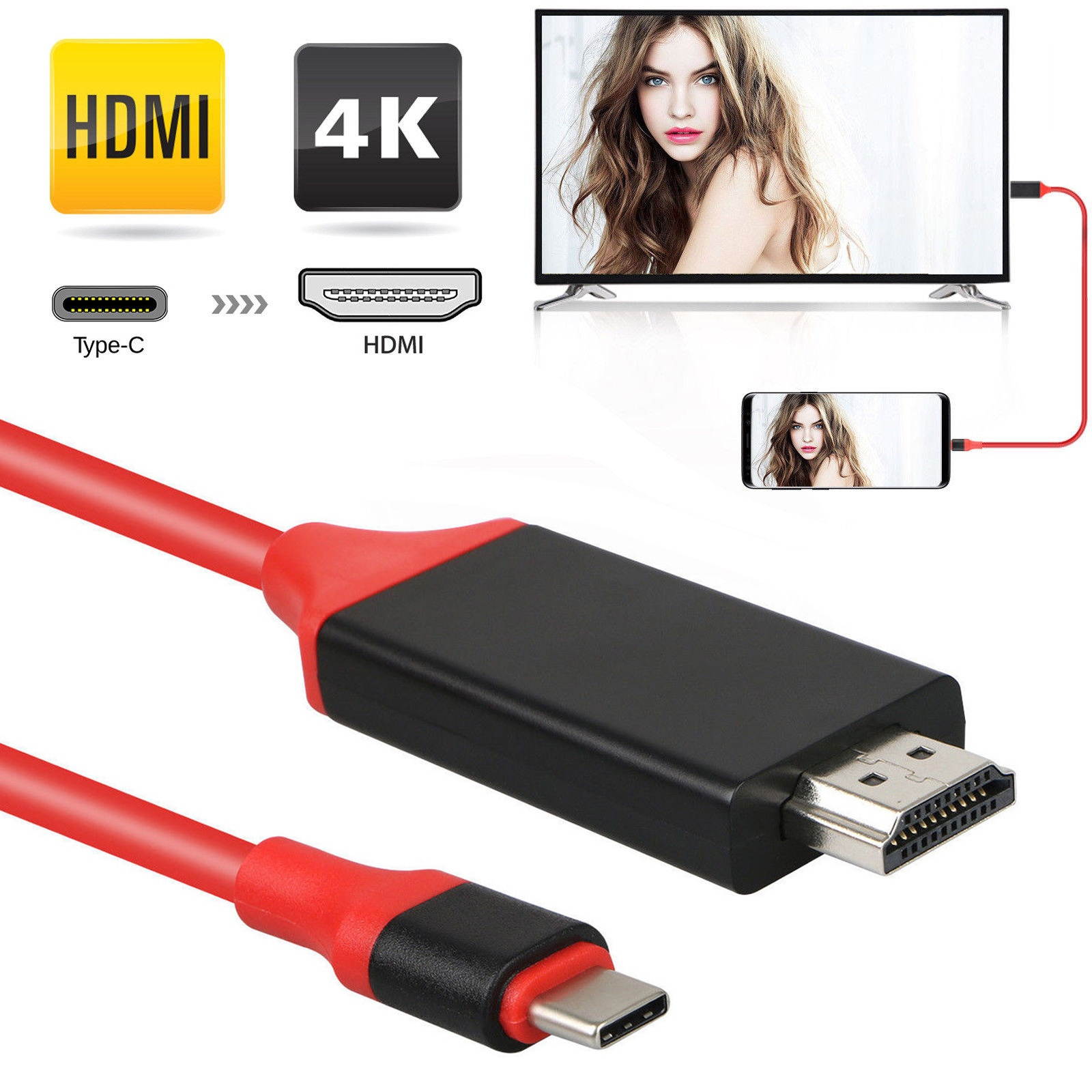 USB-C Type C to HDMI HDTV TV Cable Adapter For  Galaxy S10 Note 9 MacBook