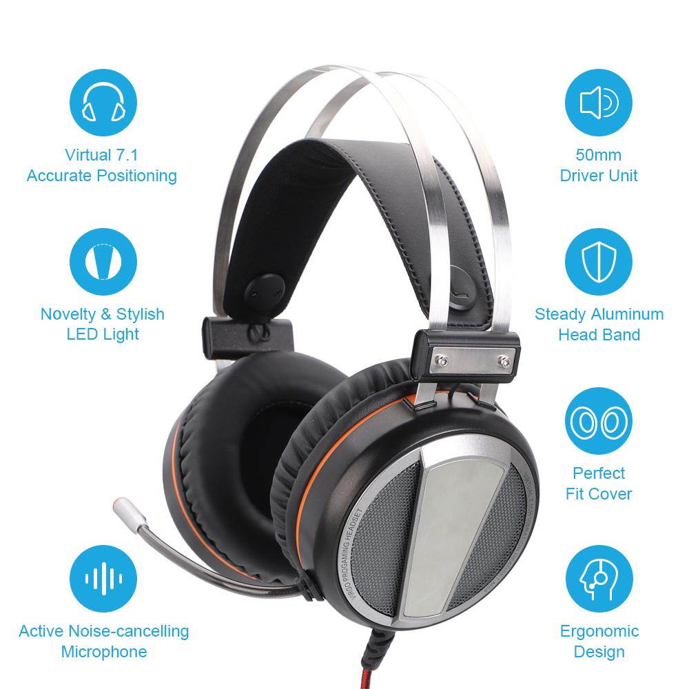 Gaming Headset with Mic Volume Control and Vibration on/off for PS4