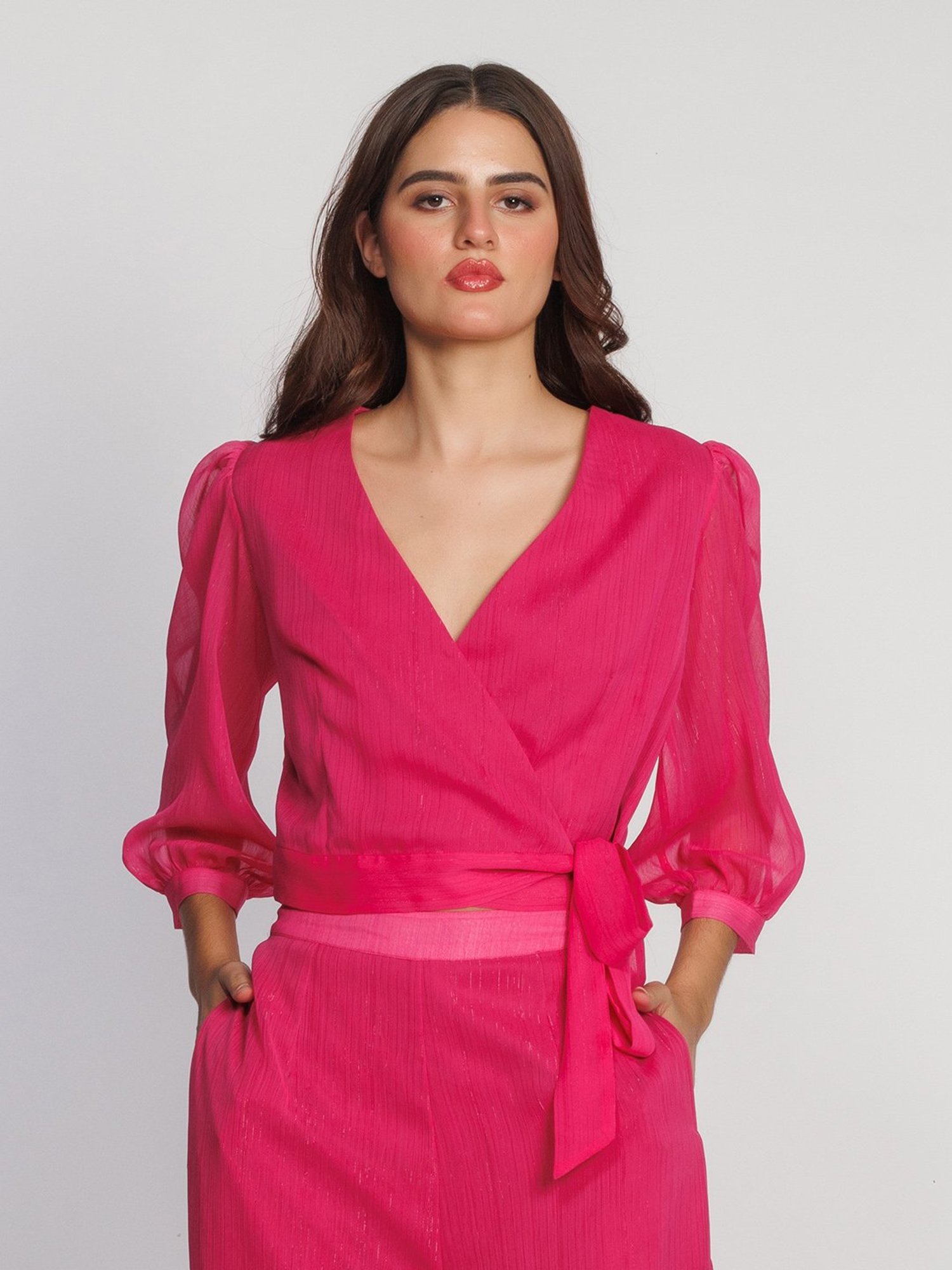 Zink London Pink Regular Fit Crop Top