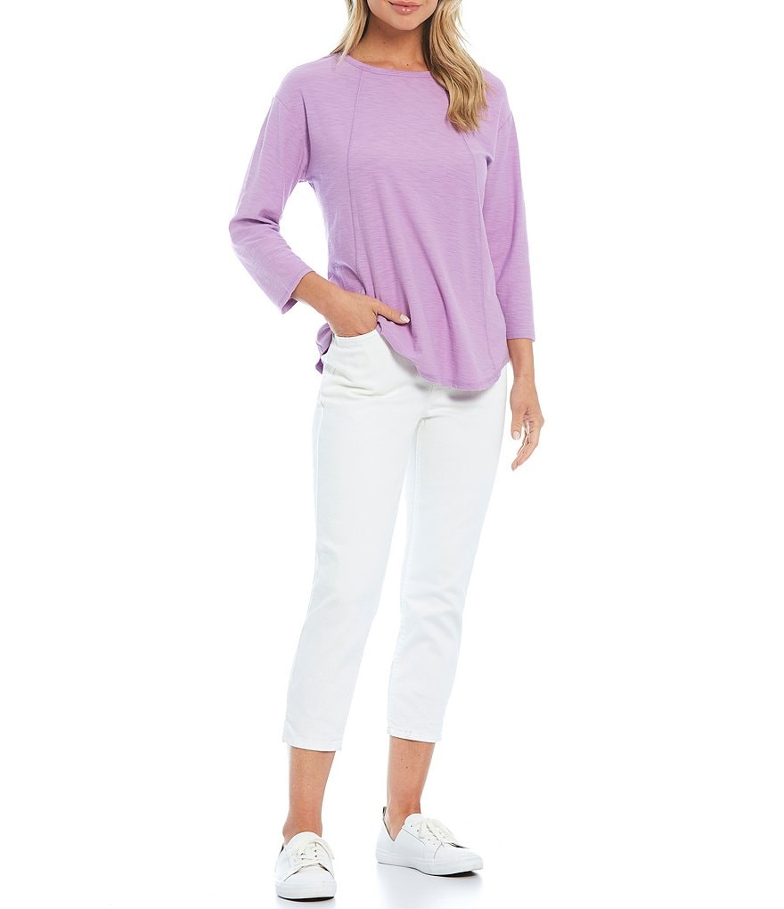 Westbound 3/4 Sleeve Seam Solid Cotton Blend Tee