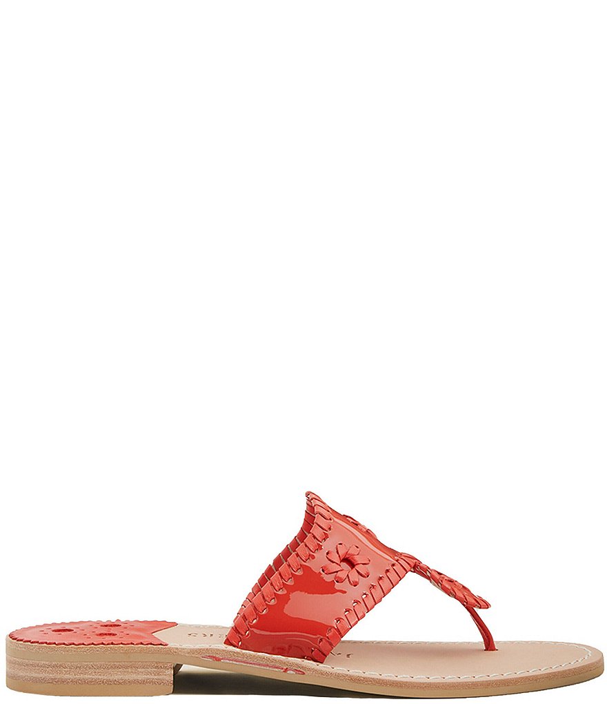 Jack Rogers Jacks Patent Leather Whipstitch Detail Thong Sandals