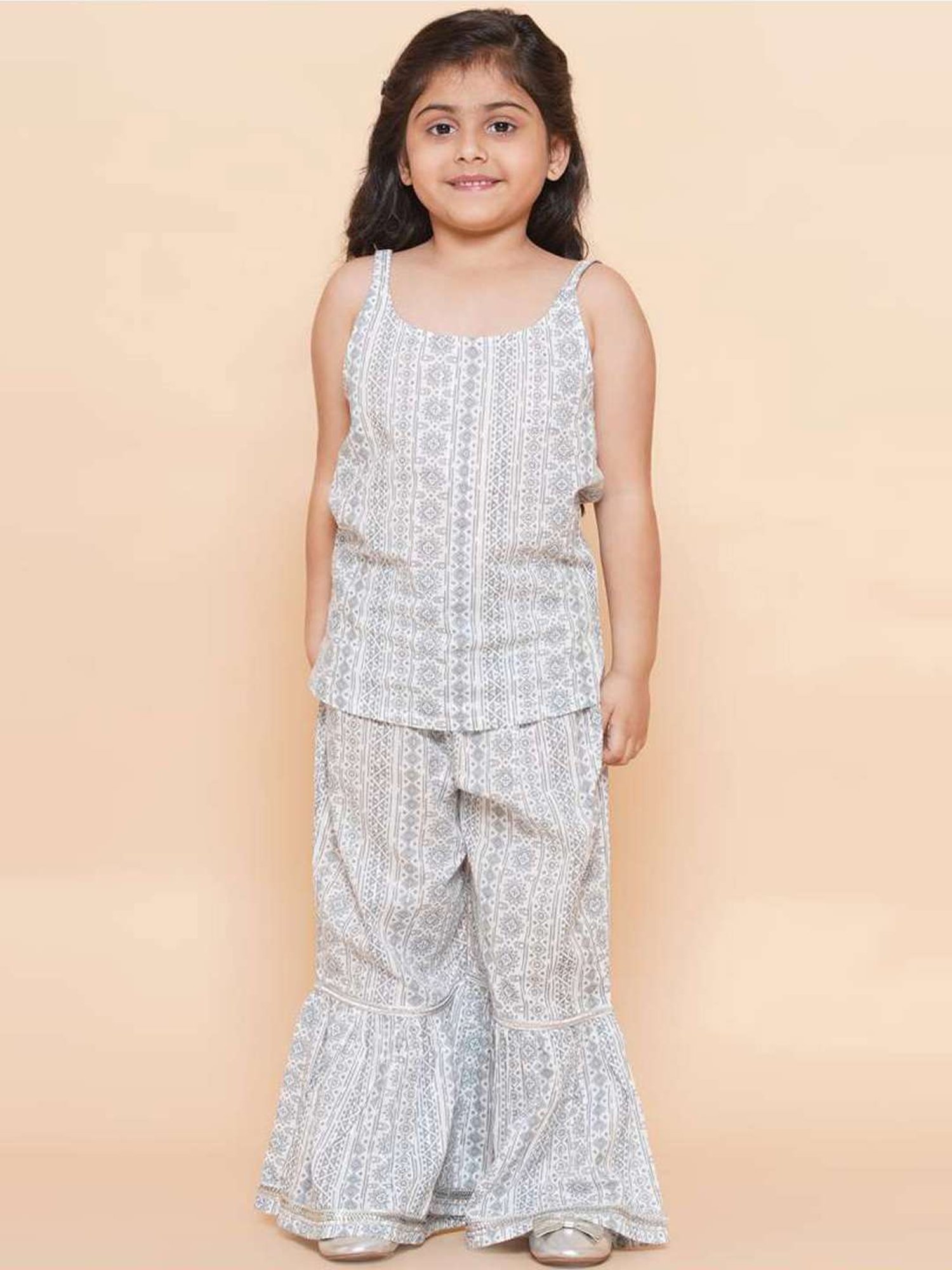 Many Frocks Kids Blue Embellished Top with Plazzos