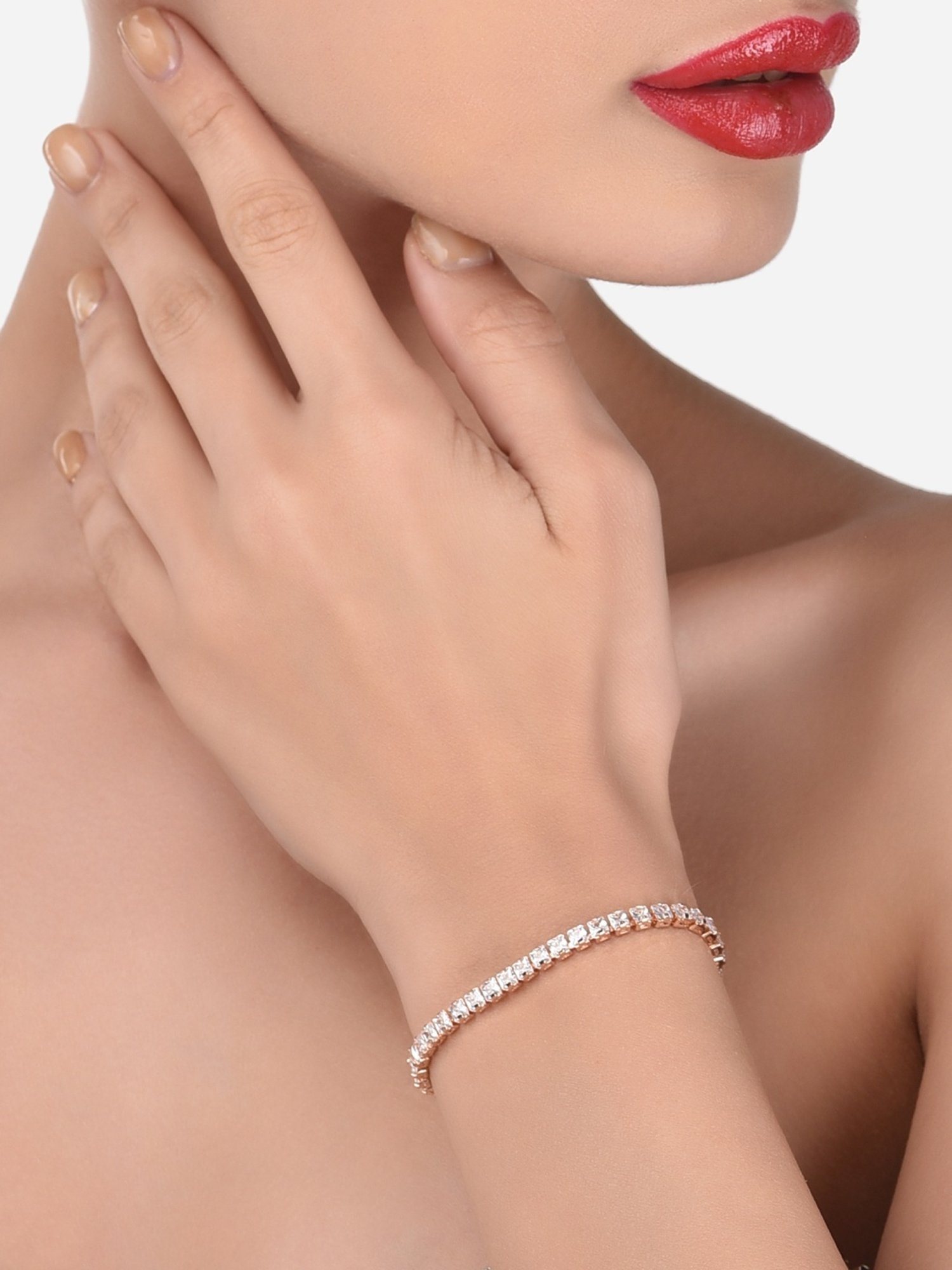 Zaveri Pearls Set of 2 Multicolor Cubic Zirconia Contemporary Tennis Bracelets-ZPFK13368