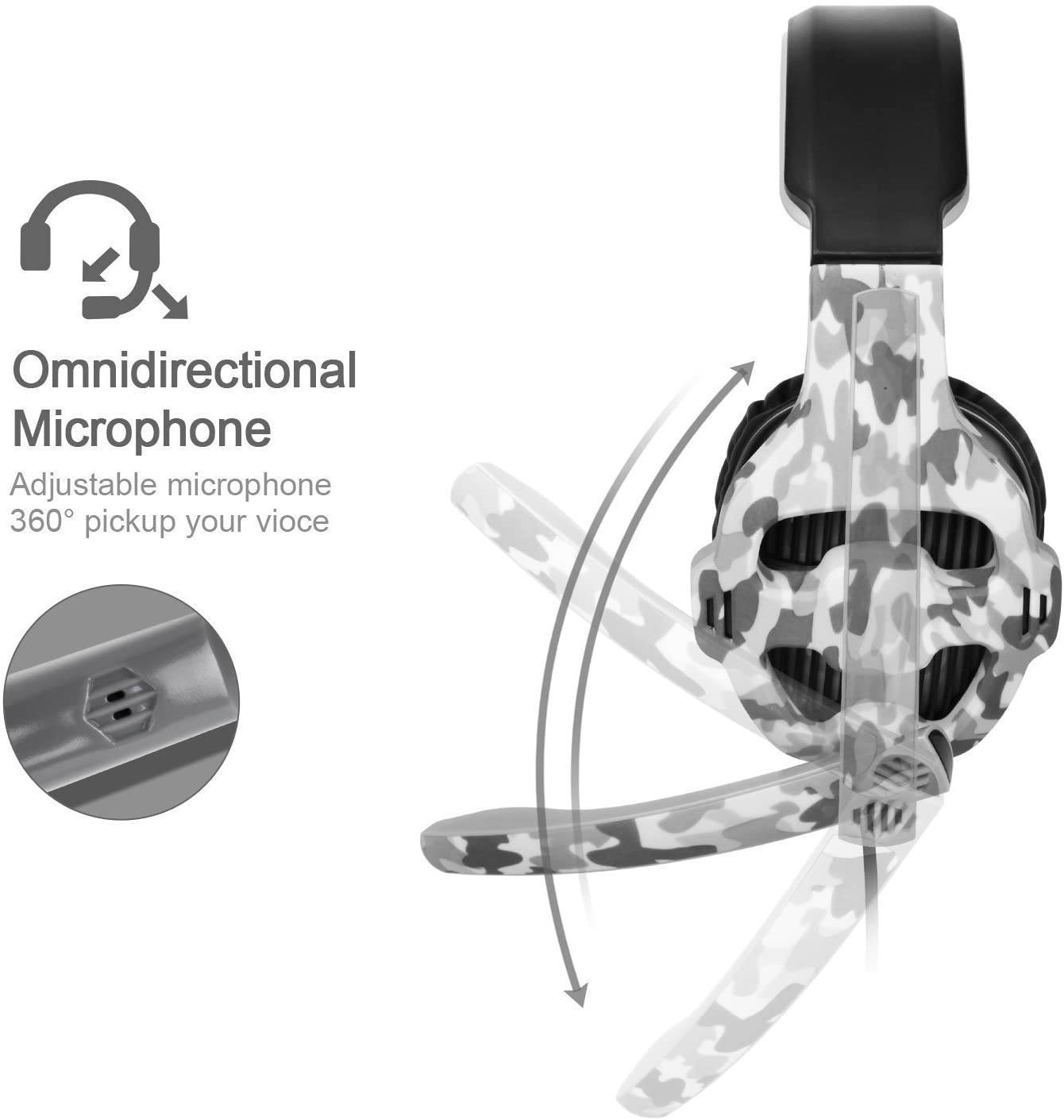 SADES SA810 Gaming Headset Stereo Surround Sound Headphones for Xbox One/PS4/PC with 3.5mm Jack Noise Cancelling Mic and Volume Control (Camouflage)