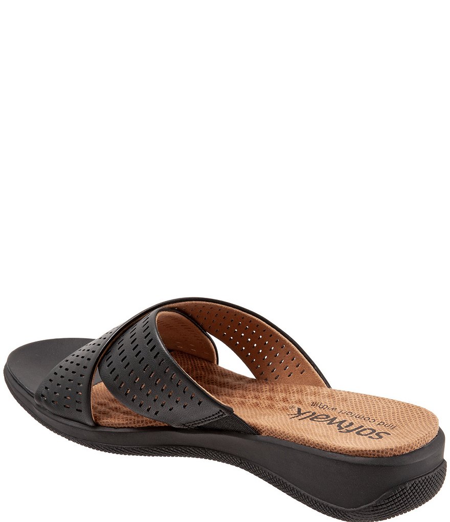 Softwalk Tillman II Perforated Leather X Band Wedge Slides
