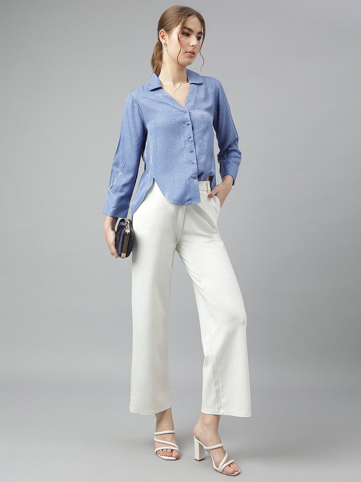 Latin Quarters Blue Embellished Shirt