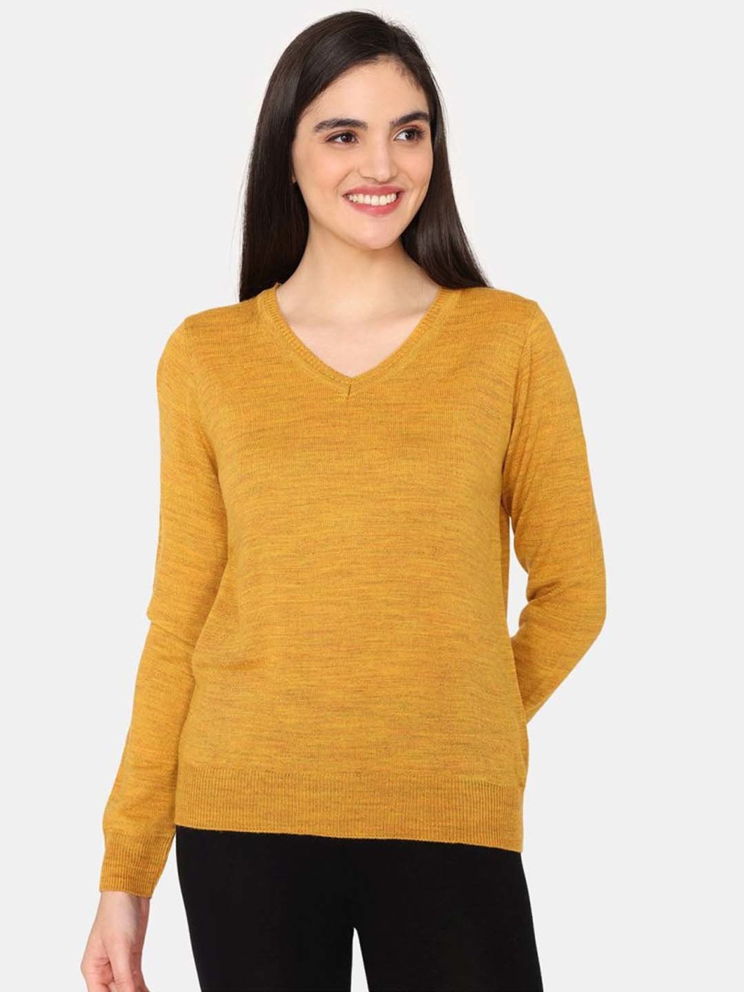 Zivame Yellow Plain Sweater