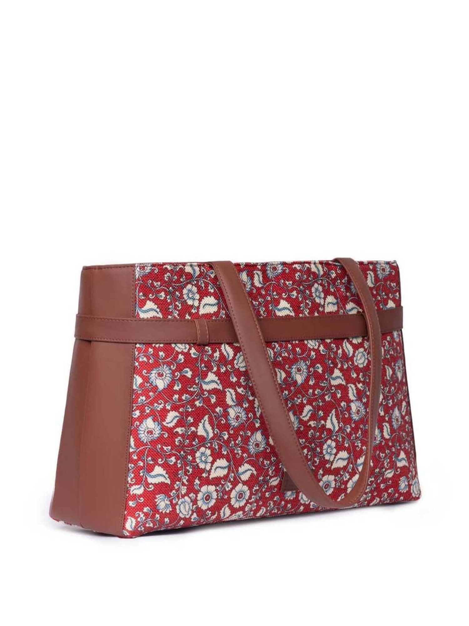 ZOUK Red Printed Large Laptop Tote Handbag