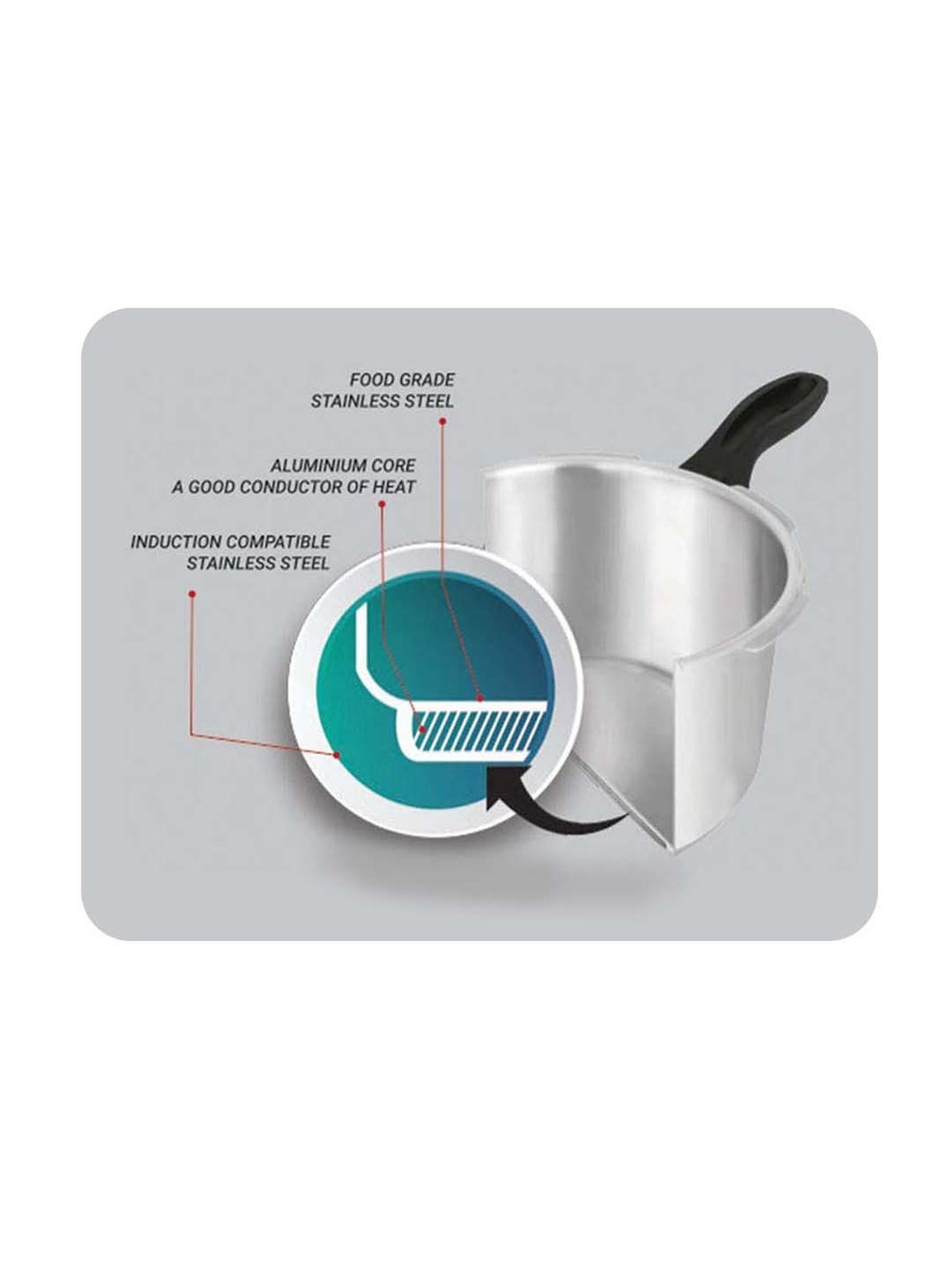 Pigeon Silver Stainless Steel Induction Inox Plus Pressure Cooker (5 L)