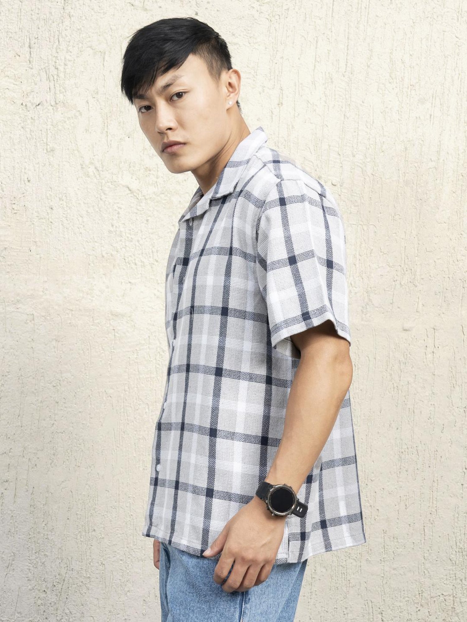 Hubberholme Men Cotton Short Sleeves Oversized Checked Shirt 7