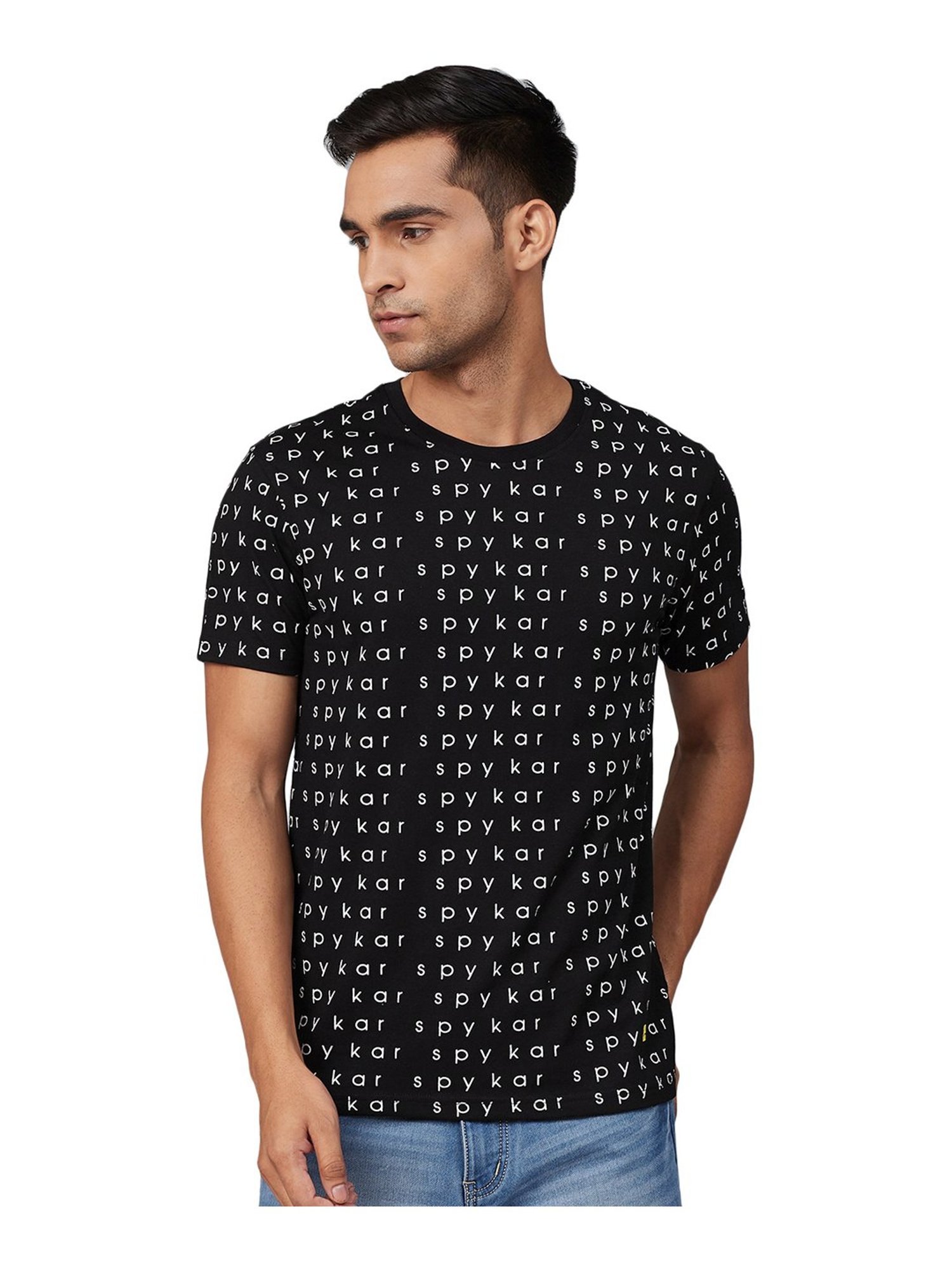 Spykar Black Printed T-Shirt