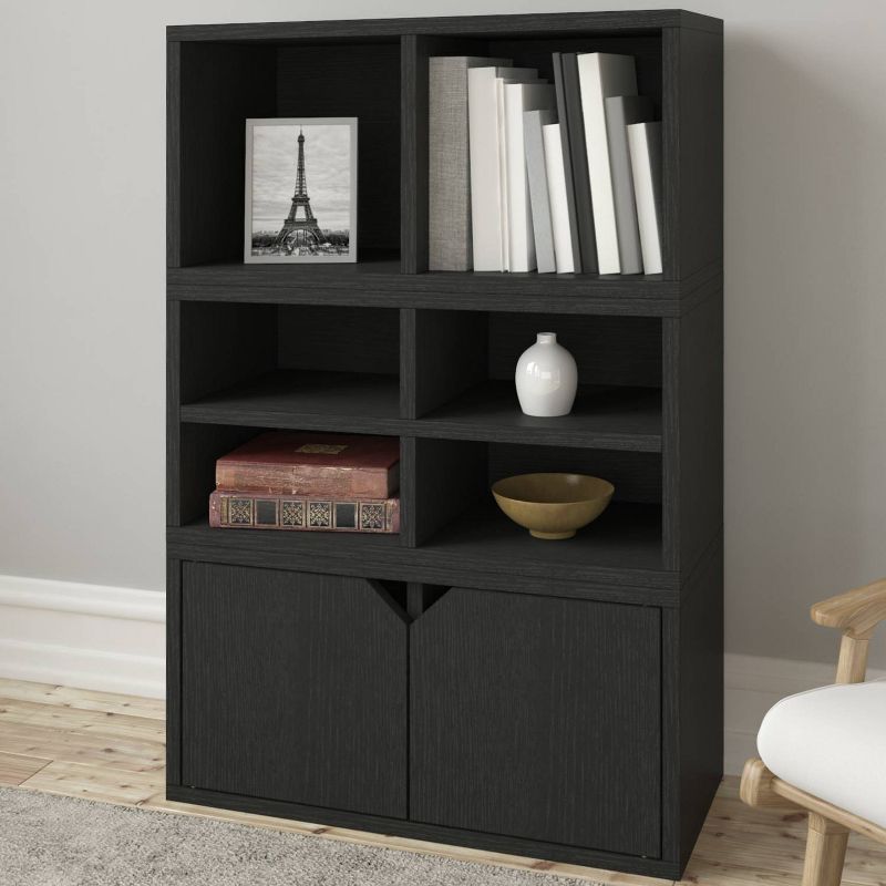 IRIS Tachi Series Modular Wood Stacking Storage Drawer Box Cabinet Cube, Gray