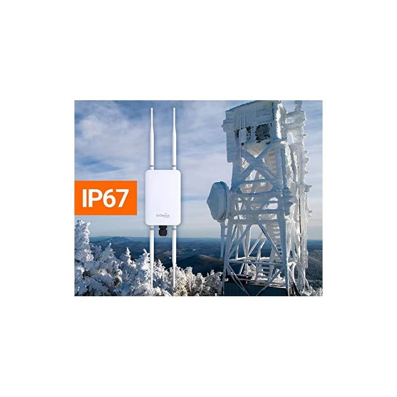 Technologies ENH1350EXT Wi-Fi 5 AC1300 2x2 Dual-Band Outdoor Long Range Access Point Features IP67 Rated, MU-MIMO, PoE Injector Included, Beamforming, & Fast Roaming (Mounting Kit Included)