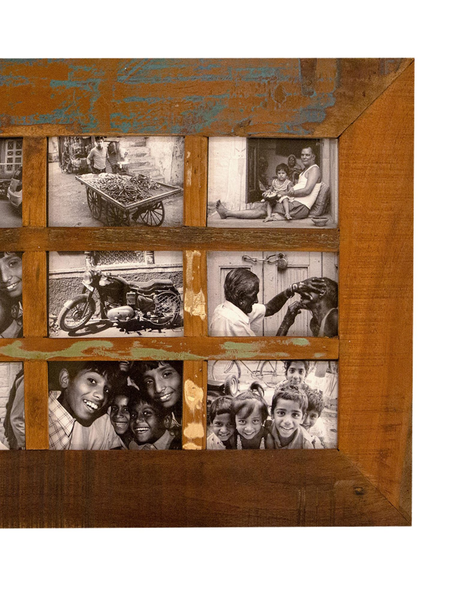 Ambi Vintage Wooden Photo Frame - 9 Photos - 21 X 27 Inches