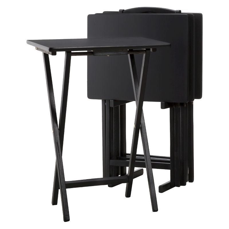 5pc TV Tray Set Wood Black - Plastic Dev Group