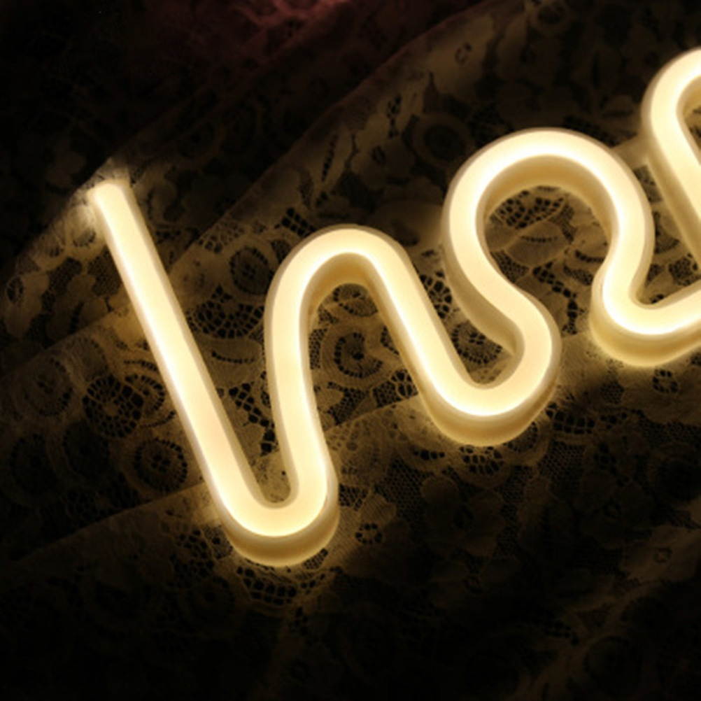 Home Neon Lamp Wall Hanging LED Night Light for Birthday Wedding Party Bedroom Wall Hanging Decor - Warm White