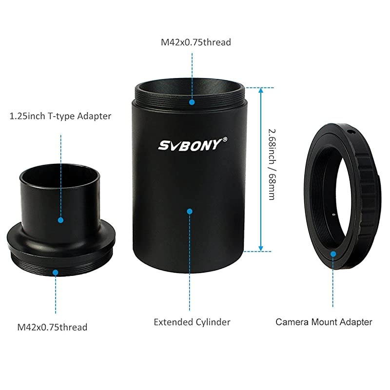 125 inches CA1 Extension Tube M42 Thread T Mount Adapter and T2 Ring Compatible for Nikon DSLR Camera Photography and Telescope Eyepiece