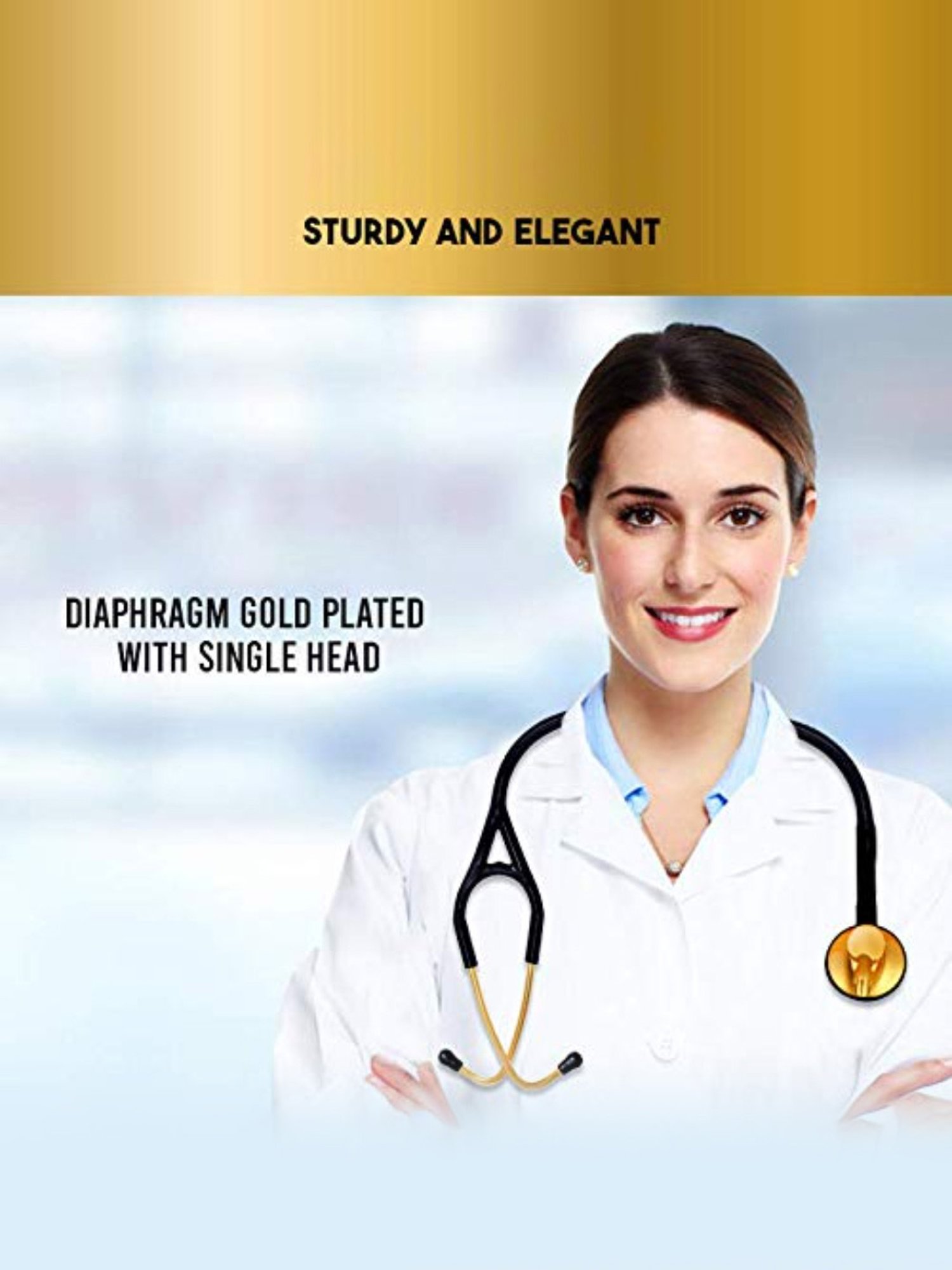 MCP Premium Gold plated Single Head Stethoscope (Gold/Black)