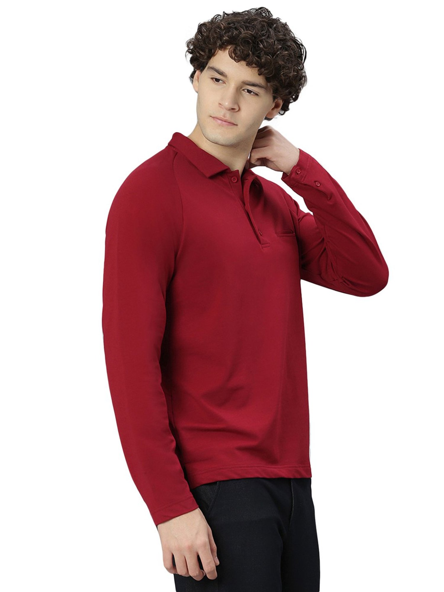 Slowave Maroon Regular Fit Polo T-Shirt
