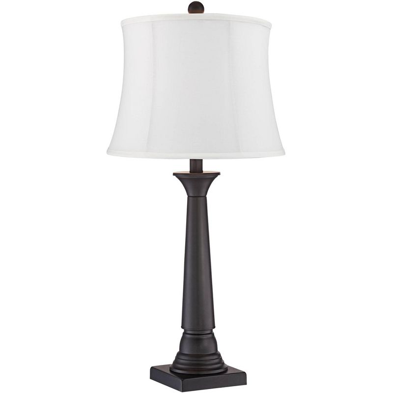 360 Lighting Dolbey Bronze Tapered Column Cream Shade Table Lamps Set of 2