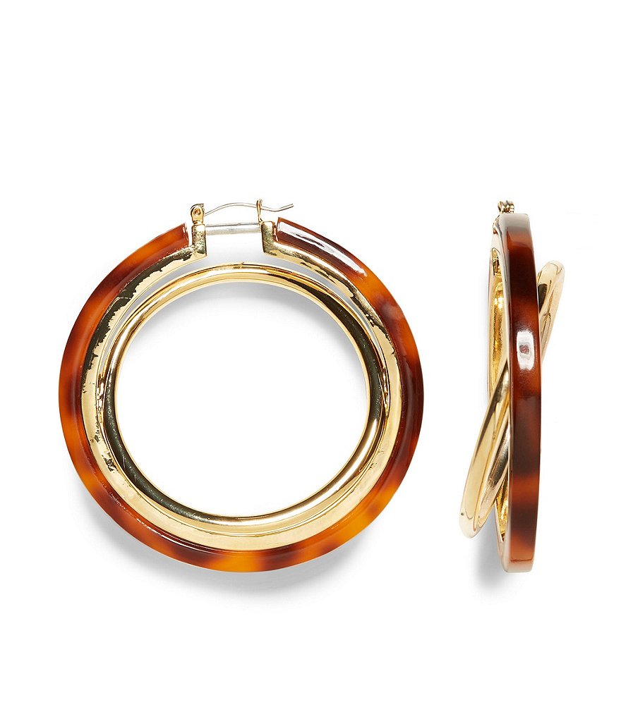 Sanctuary Project Semi Precious Turquoise and White Howlite Three Stone Stud Earrings Gold