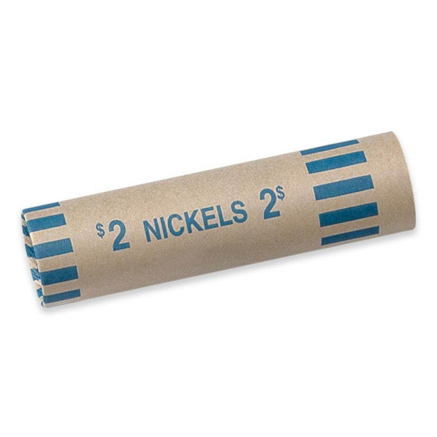MMF Industries 2160600B08 Preformed Tubular Coin Wrappers, Nickels, $2, 1000 Wrappers/Box