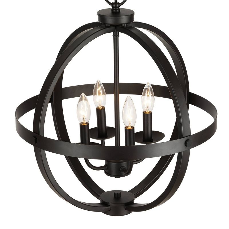 18.25" 4-Light LED Metal Orb Chandelier Black - Cresswell Lighting