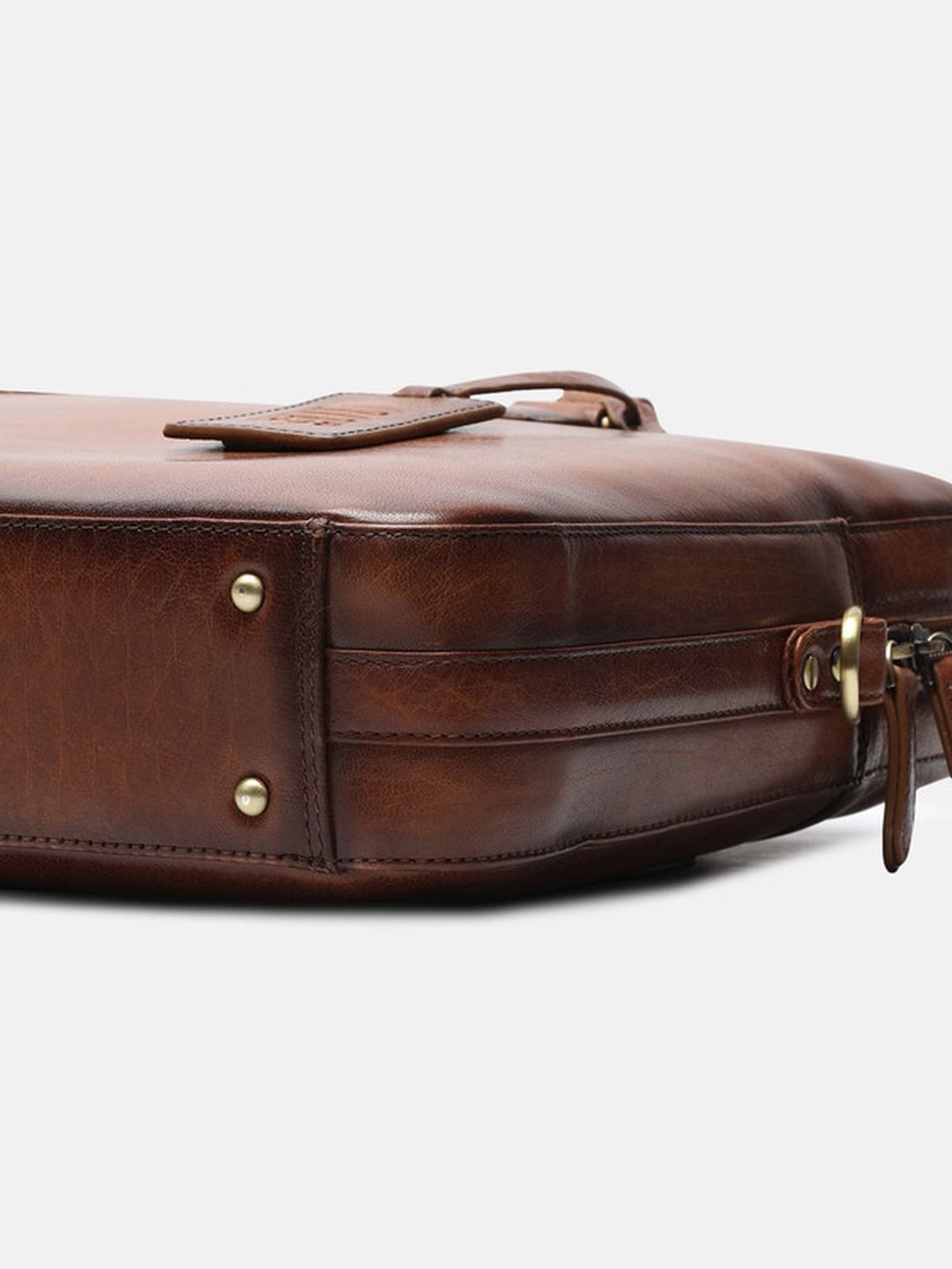 BAGATT Solofra Brown Leather Solid Laptop Messenger Bag