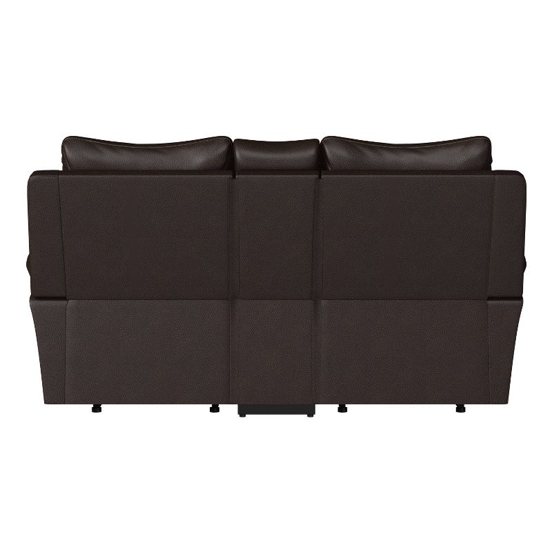 Aaron 2 Seat Wall Hugger Recliner Loveseat with Power Storage Console Renu Leather Coffee Brown - ProLounger