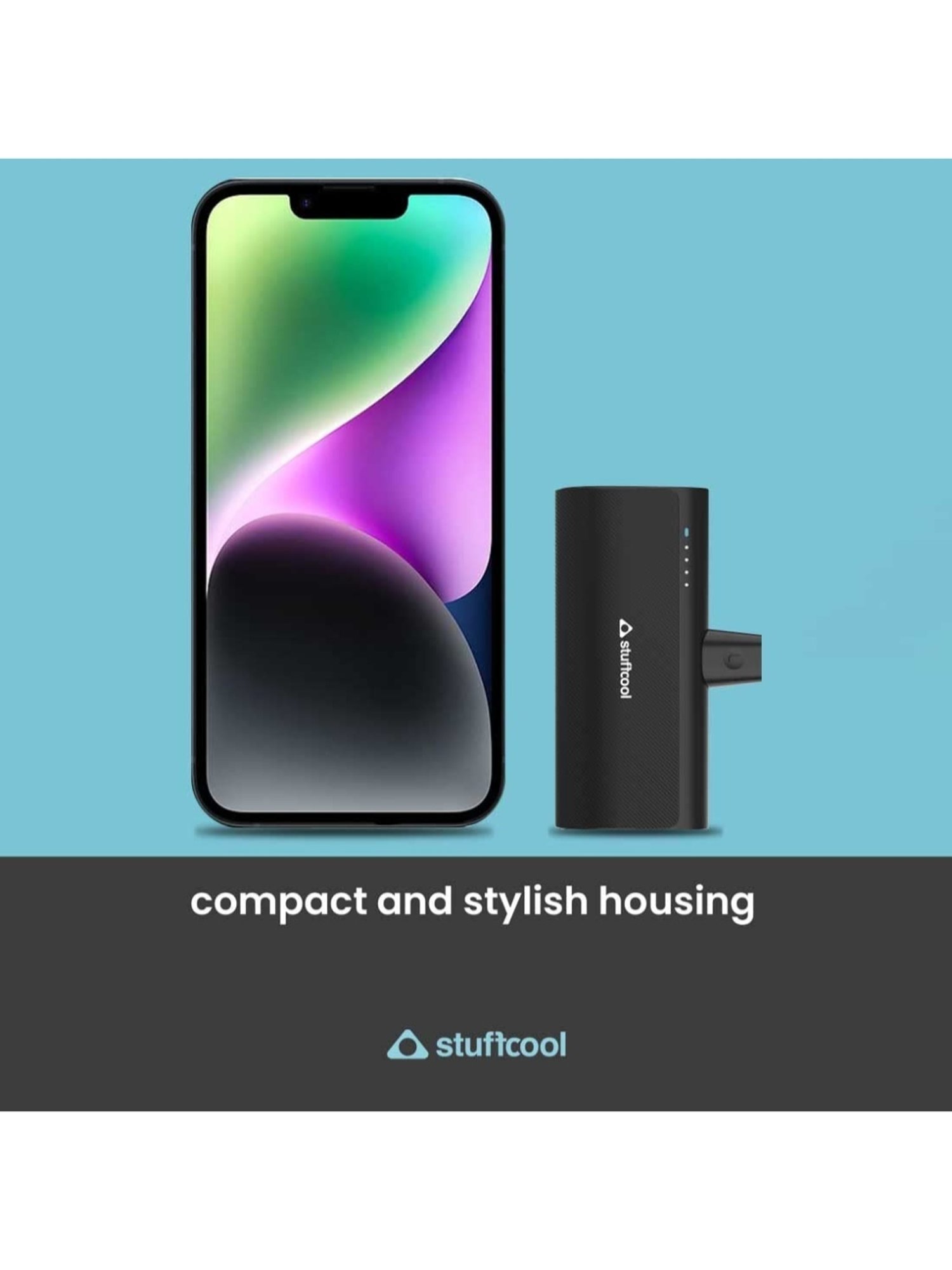Stuffcool Snap 5000mAh Super Compact Lightning Power Bank with 20W PD Output (Black)